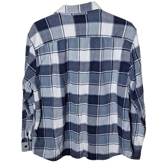 American Eagle Men's XL Blue & White Plaid Western Button Front Flannel Shirt - Picture 3 of 8